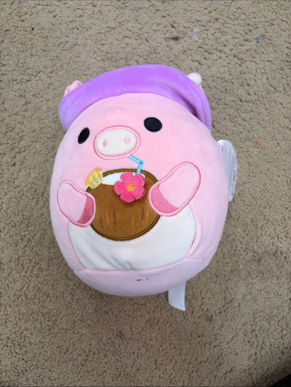 Plush Pink Pig with Coconut Drink Kids Toy